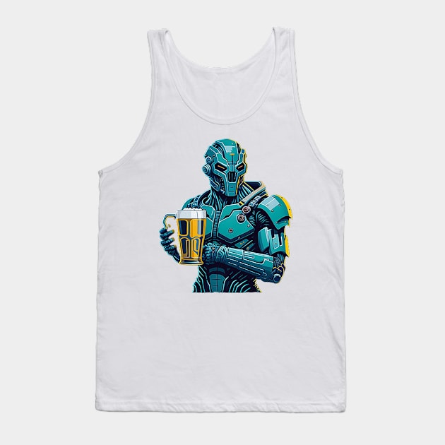 CYBORG AND BEER Tank Top by likbatonboot